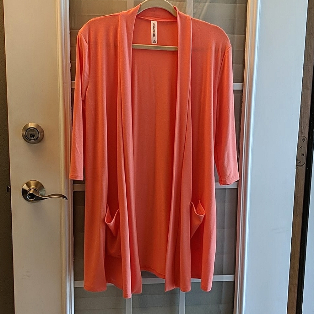 Coral/Peach Cardigan NWOT SX M
